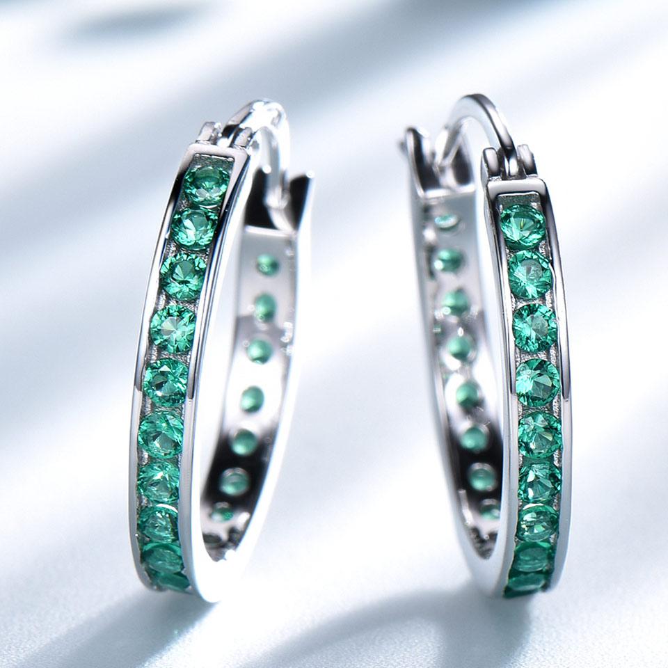 

Серьги-кольца из стерлингового серебра 925 пробы с зеленым цирконием, женские серьги зелёный