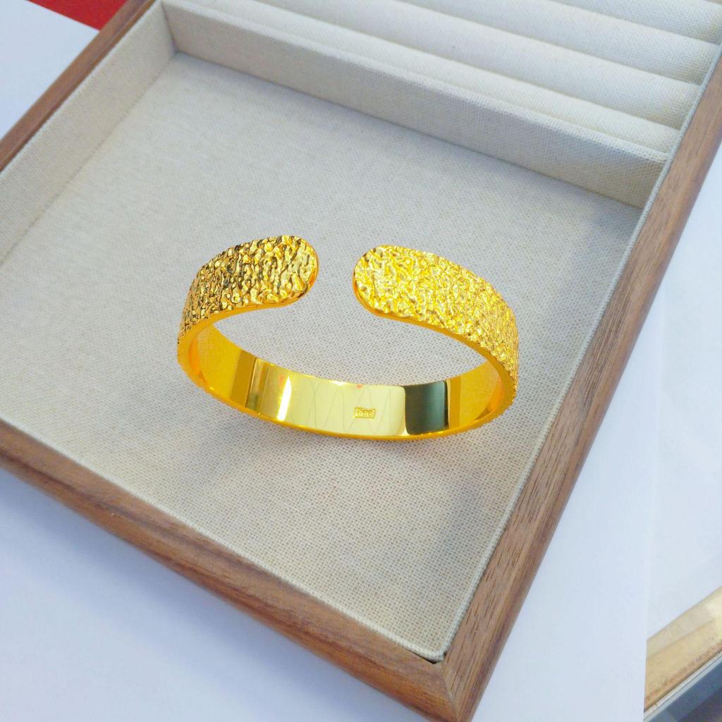 14mm Gold Hammered Bangle: Elegant Wedding Imitation Bracelet for Women