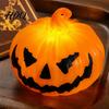 Warm Yellow Night Lamp Halloween Pumpkin Light Decorative LED Ghost Lantern Lighted Face Figurine Compact Holiday Accessory for Home Party