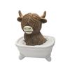 Highland Cow Statue Mini Figurine Realistic Looking Funny Highland Cattle Statue Animal Sculpture Ornament