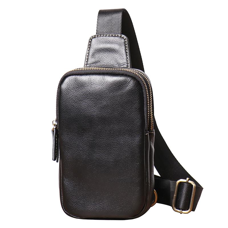 

Genuine Leather Men s Chest Bag Messenger Bag Shoulder Bag Casual Cowhide Waist Bag Trendy Men Designer Fashion Bag