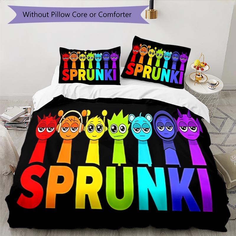 3pcs Sprunki Game3 Pattern Bedding Set Duvet Cover Set Includes Duvet Cover &pillowcases, Perfect All Season Bedroom Decoration & Gift