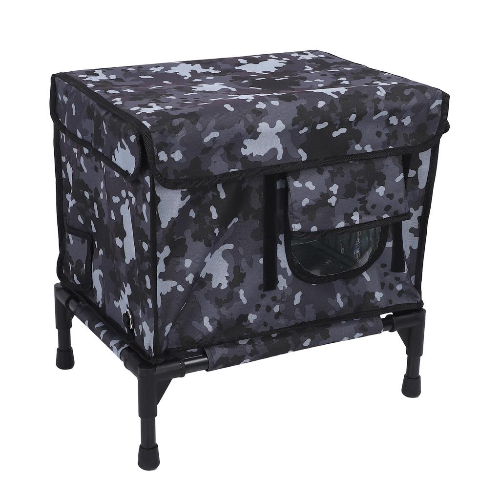 Heated Cat House Foldable 3 Gear Timing Scratch Proof Camouflage Insulated Outdoor Cat Shelter for