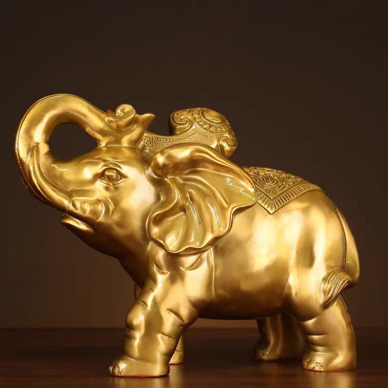 Auspicious Ruyi Copper Elephant Ornament - Lucky Water Absorbing Decor for Home or Housewarming Gift