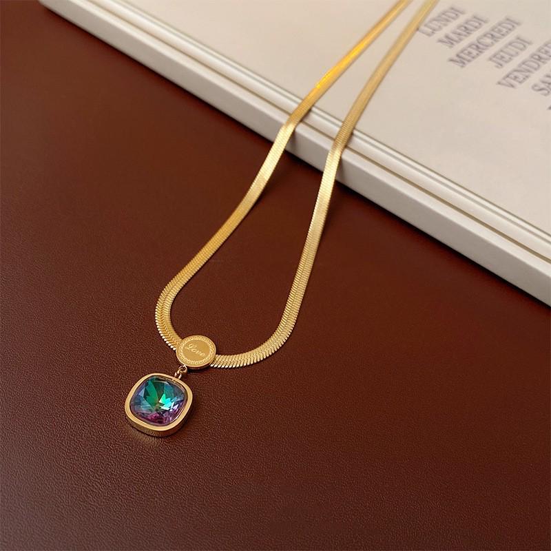 Retro Tiger Eye Stainless Steel Necklace - Light Luxury, Versatile Clavicle Chain Jewelry