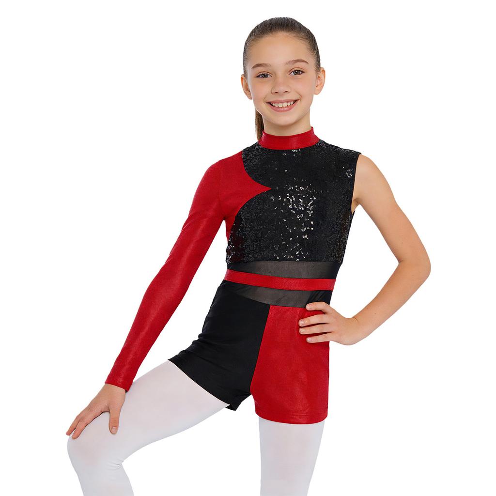 Kids Girls Metallic Jumpsuit for Ballet Dancing Gymnastics Leotards Ballet Mesh Bodysuit Stage Performance Dancewear Costume
