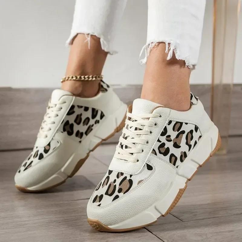 Mode Übergröße 43 44 Schuhe Damen Keilsneaker Plateau Frühling Herren Casual Leopard Sport Damen Laufschuhe Zapatos