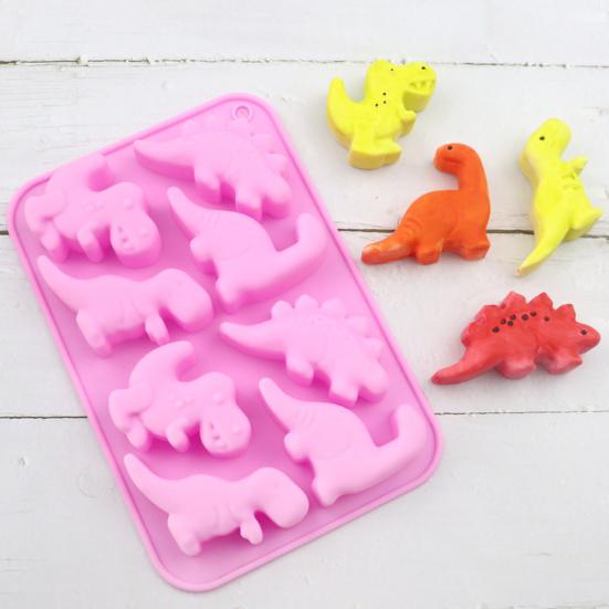 Dinosaur Shape Silicone Ice Mold Flexible Ice Maker for Halloween Party Drinks 8 Cavity Silicone Ice Tray Funny Popsicle Molds Chocolate Mousse Cakes