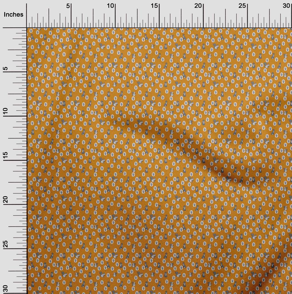 oneOone Cotton Cambric Dark Mustard Fabric Animal  Quilting Supplies Print Sewing Fabric By The Yard 42 Inch