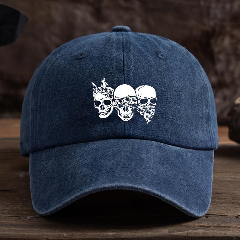 Skull Print Baseball Cap Multifunctional Outdoor Leisure Fishing Cap Travel Sun Visor Duckbill Cap