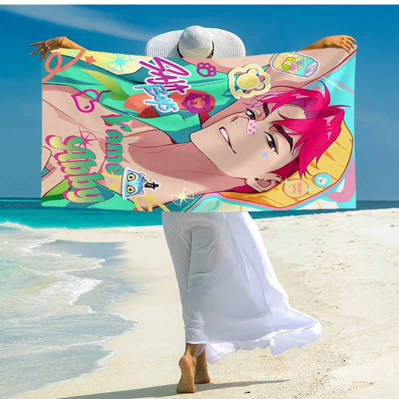 Custom Name Ultra-Soft Beach Towel with Saja Boys Theme,Ideal for Pool - Camping, Diving - Perfect Travel Essential, Vibrant Beach Towel.