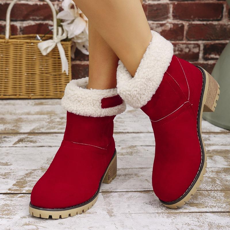 Winter New Medium Boots Lamb Wool Cotton Shoes Plush Thickened Women