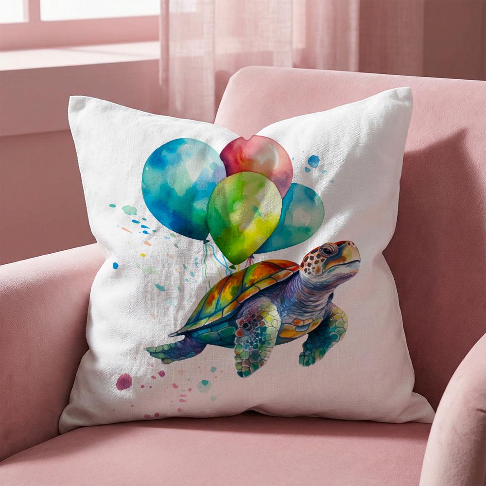 Watercolor Sea Turtle Cushion Cover Multi-Scene Pillow Cover for Home & Car - Reversible, Soft & Durable for Daily Use