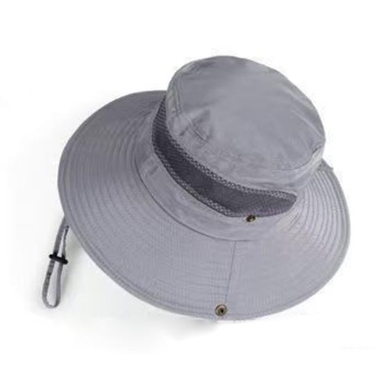 Fisherman Hat Wide Brim Breathable Mesh Sun Hat with Adjustable Drawstring Outdoor Climbing Fishing Hat