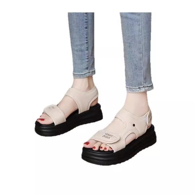Platform Sandals Women's New Summer Outer Wear Velcro Lightweight Leisure Sports Increase Beach Shoes Tide
