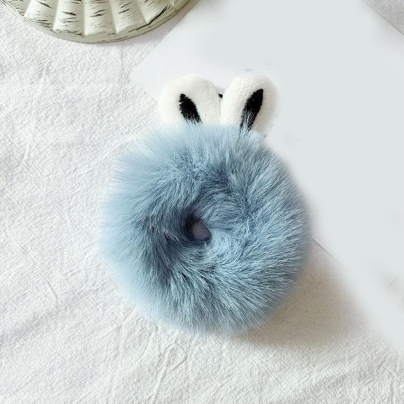 Cheapest Rabbit Ears Elastic Hair Bands Girls Women Fur Fluffy Hair Rings Imitation Rabbit Fur Plush Scrunchies Hair Accessories