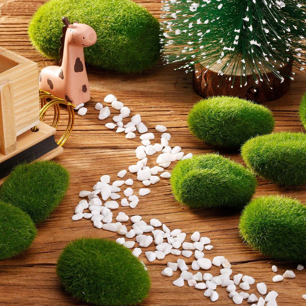 10PCS Artificial Moss Rocks 7 x 9cm Realistic Faux Stone Shooting Prop Decor Garden Glass Container Crafts