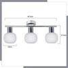 Spot de plafond - NETTLIFE - 3 ampoules E14 - Blanc - Abat-jour en verre - Style Scandinave
