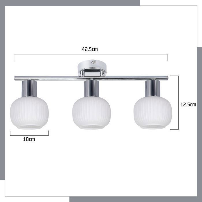 Spot de plafond - NETTLIFE - 3 ampoules E14 - Blanc - Abat-jour en verre - Style Scandinave