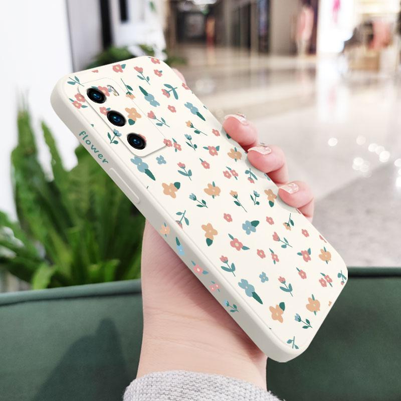 Mini Flowers Phone Case For Huawei P40 P50 P30 P20 Pro Lite Nova 5t Y7A Mate 40 30 20 Pro Lite Liquid Silicone Cover
