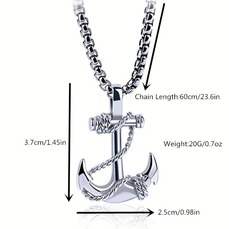 Mens Stainless Steel Anchor Pendant Necklace Vintage Mooring Anchor Durable Stylish Jewelry for Men