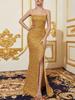 European & American Women's Sequin Slit High Waist Bridesmaid Evening Dress
