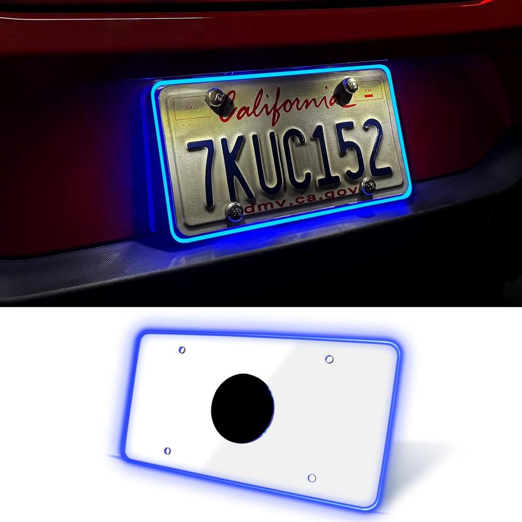 Waterproof LED License Plate Frame - Easy to Install License Plate Frame with Light, Universal License Plate Light with Anti-Scratch ABS Cover,
