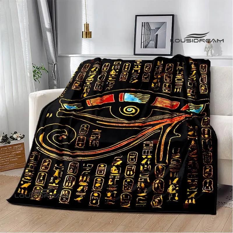 Egyptian Pictograph Symbol Printed Blanket Picnic Blanket Warm Flannel Blankets Home Bed Linings Blankets for Beds Birthday Gift