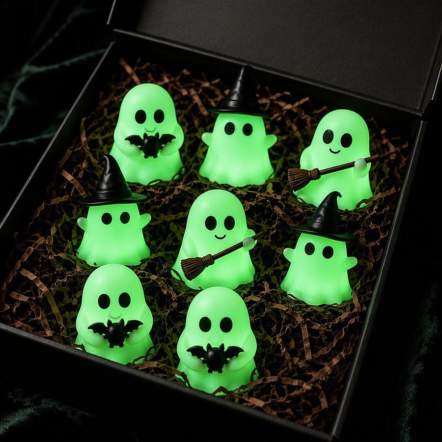 Xiaomi 3/6Pcs Halloween Mini Luminous Ghost Statue Ornament Glow In Dark Cute Spooky Table Decor For Handcraft Halloween Holiday