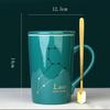 Cana de cafea din ceramica, set de vase Constellation cu capac, lingura de aur, pahare creative cu semne zodiacale, cadouri de ziua de nastere pentru barbati si femei