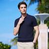 200S high count long staple cotton casual luxury minimalist short sleeved polo shirt men's pure cotton knitted T-shirt