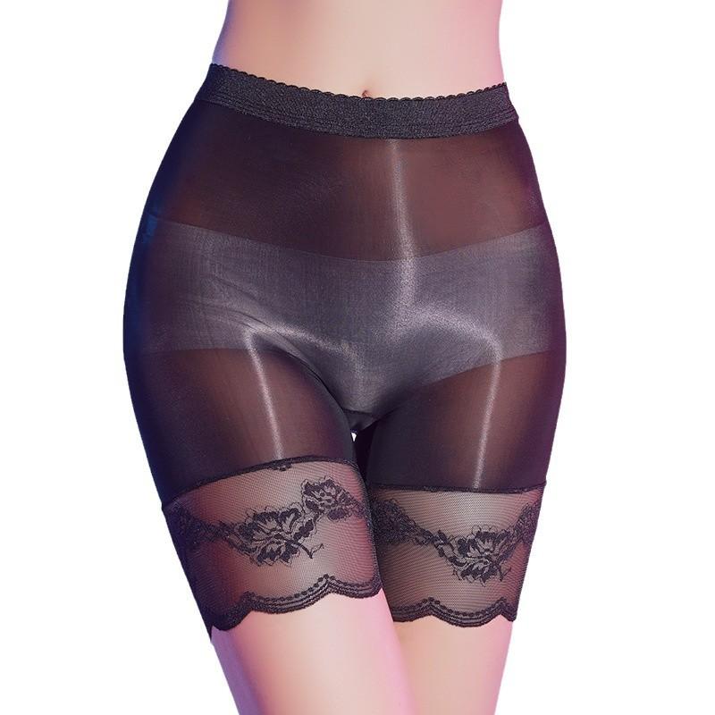 -pin seamless oily boxer underwear women's ultra-thin D silky safety pants large size horse oil seamless open underwear
