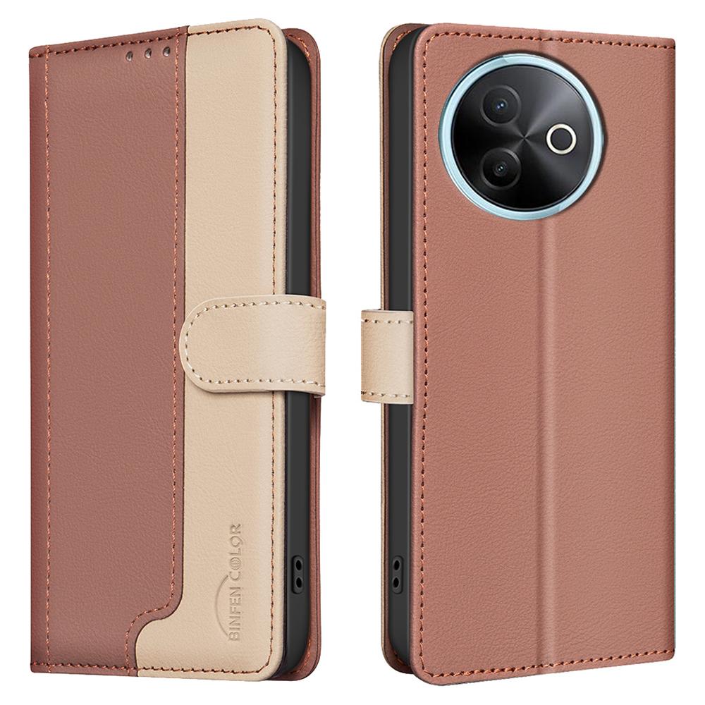 BINFEN COLOR BF33 For vivo Y39 5G Leather Case Splicing Color RFID Blocking Wallet Stand Phone Cover