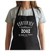 Kitchen Apron - Zouz - Black - Thick Cotton - Breton Print (Made In France)