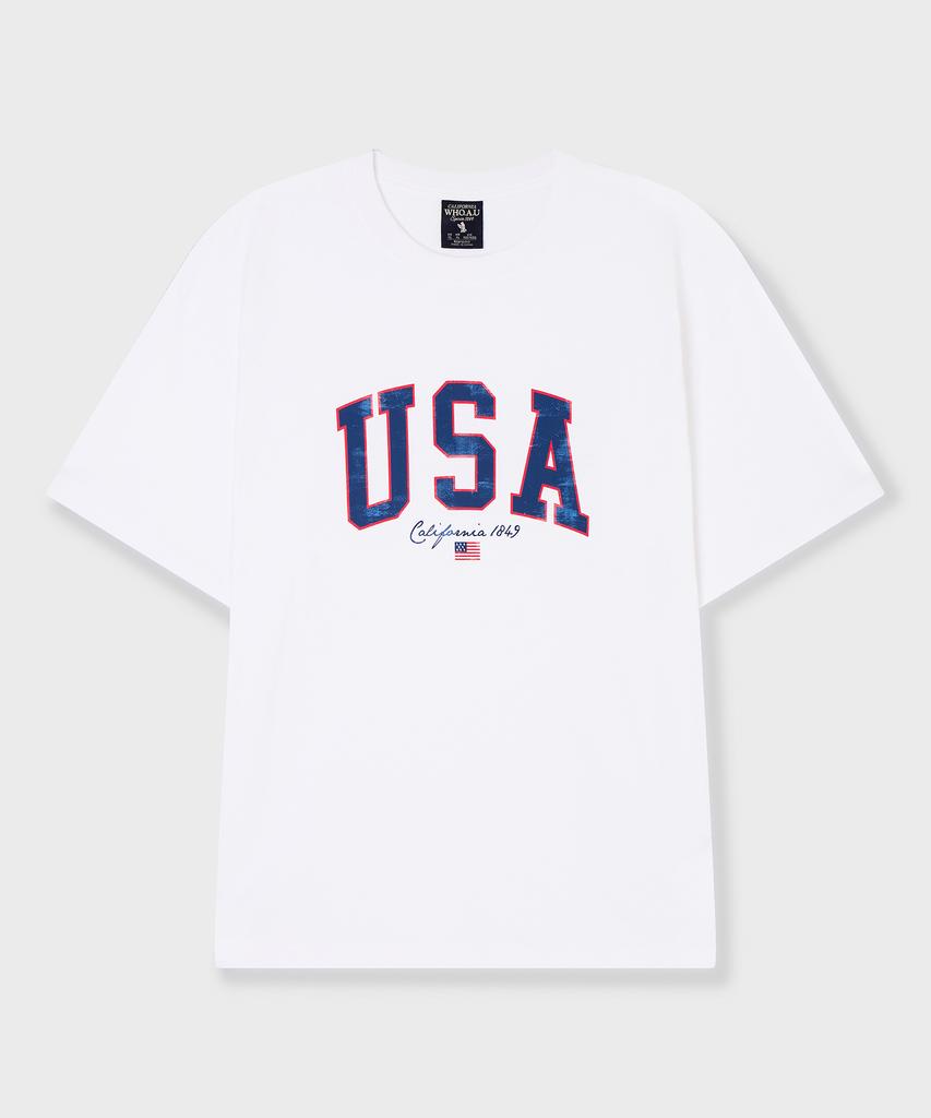 WHO.A.U Usa Printing T-Shirt / Whrpg2405U