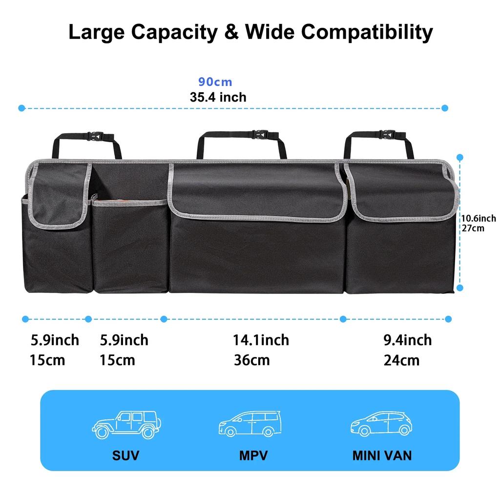 1-2Pcs Versatile Oxford Cloth Car Trunk Storage Bag Rear Seat Back Hanging Vehicle Organizer Box for Automobile Interior