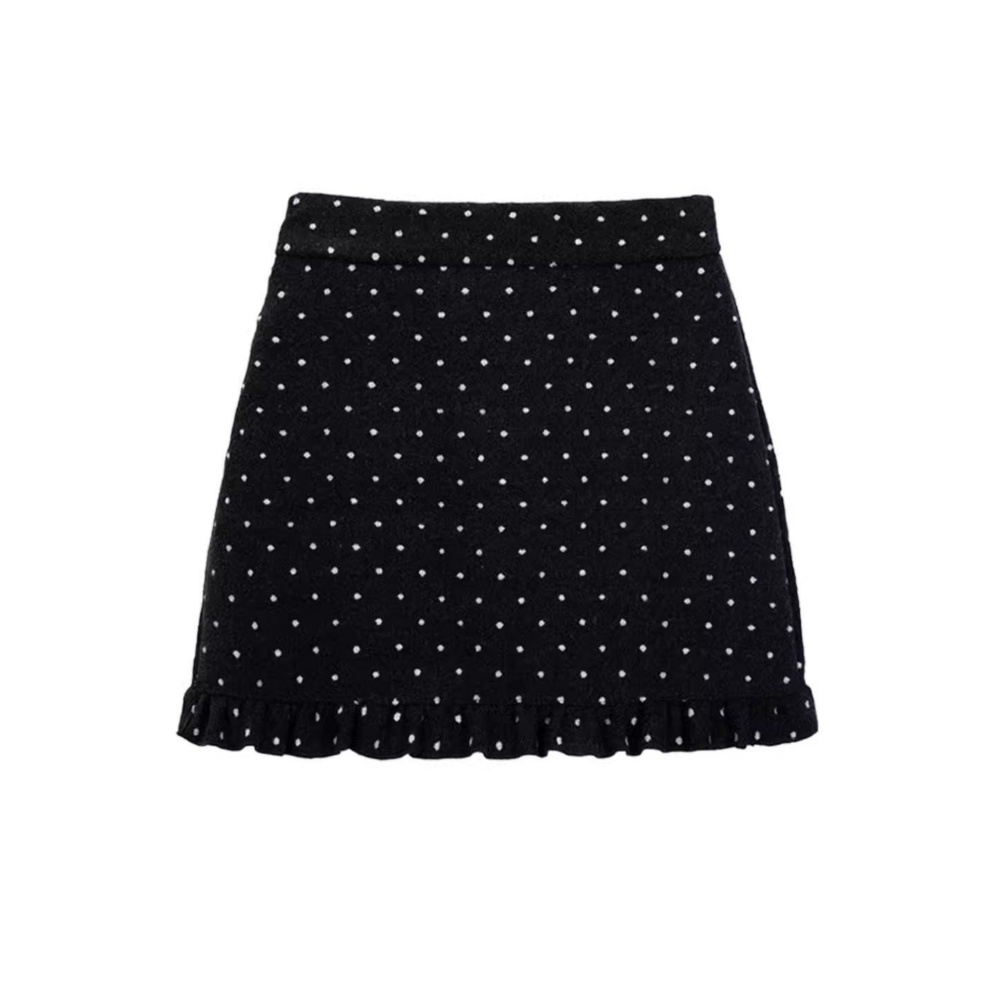 

Women s High Waist Gray Polka Dot Lace Woolen Short A-line Skirt - Plus Size, Slimming, for Spring & Autumn 4XL