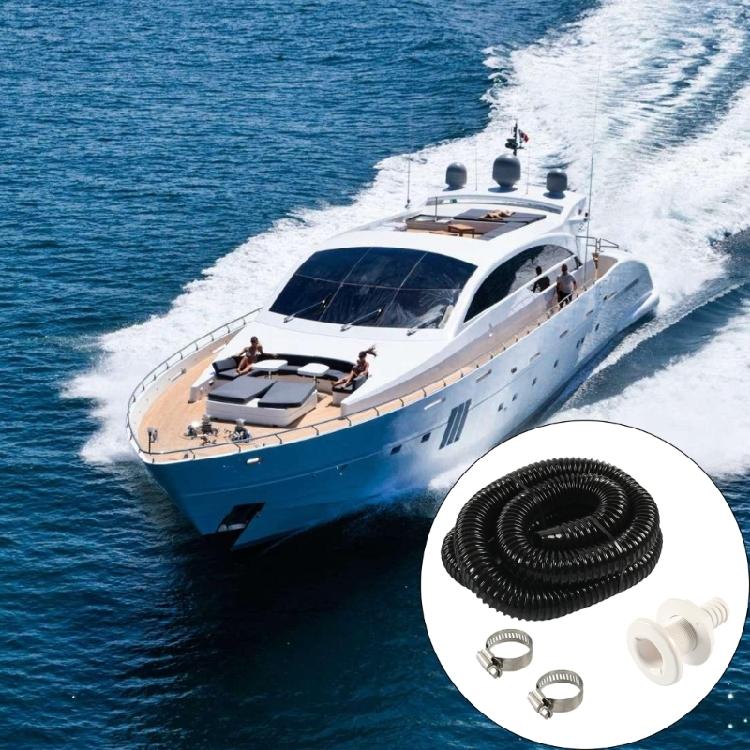 Boat Bilge Drainage System Kit Includes 3/4 Inch Outlet 19mm Clamps And 6 Foot Corrugated Hose For Pump Installation