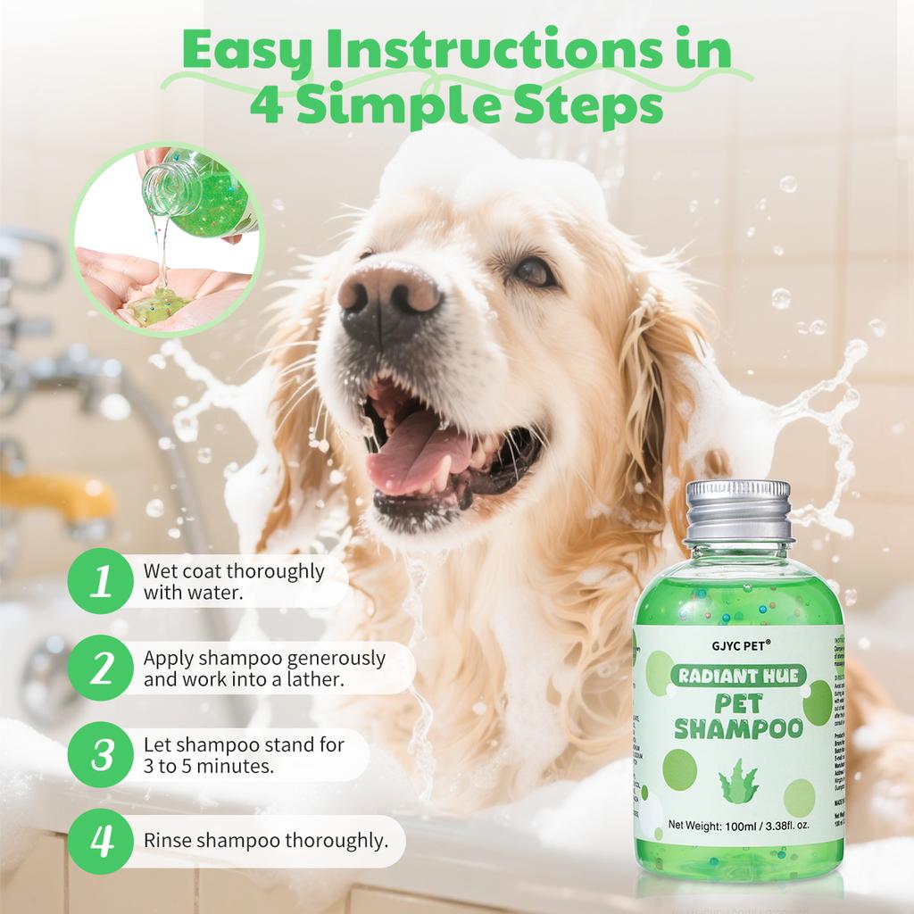 GJYC PET Bead Infused Aloe Vera Green Tea Scented Green Pet Color Shampoo Soothes Itchiness Softens Fur For Dogs Cats