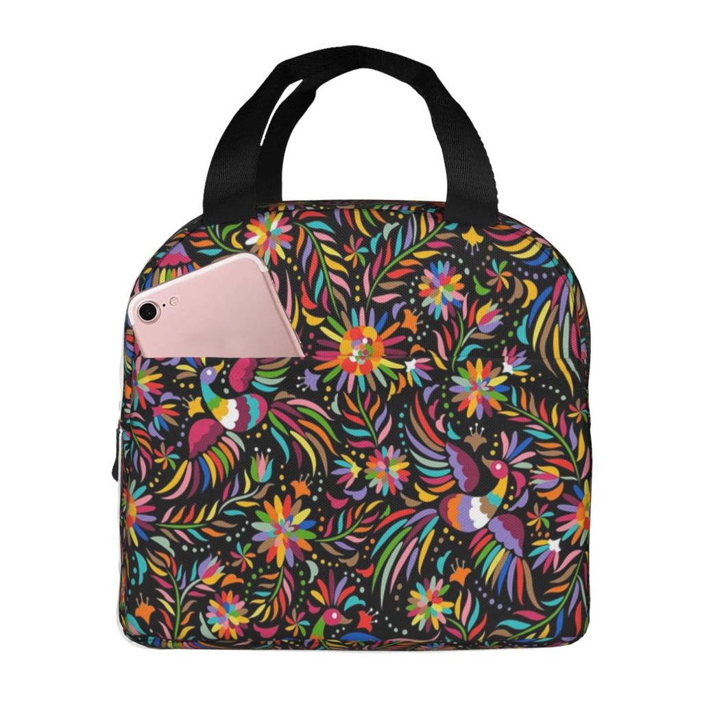 Traditional Mexican Colorful Insulated Lunch Bag for Women Kids Portable Food Boxes Thermal Lunch Box Tote