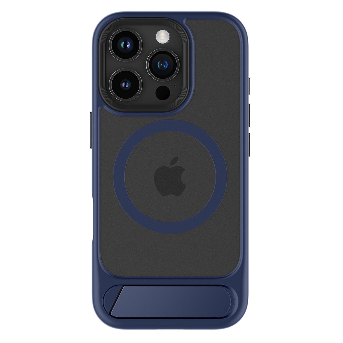 

For iPhone 16 Pro Max Magnetic Case with Kickstand Drop Proof PC+TPU Phone Back Cover Blue