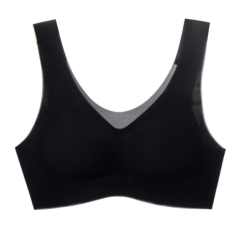 

Cloud seamless bra, large chest, small sports vest type, no steel ring, large size, beautiful back, comfortable bra - M(recommended weight 40-47.5kg ) чёрный