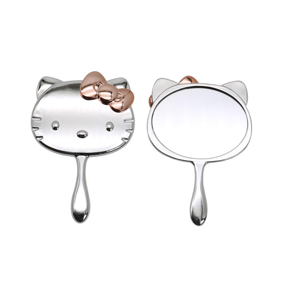 Kitty Cat Mini Handheld Makeup Vanity Mirror серебряный