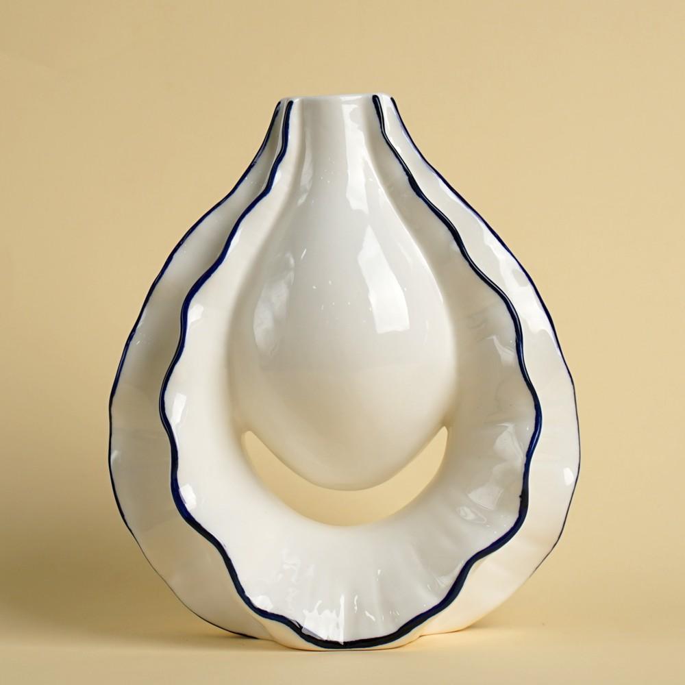 

CAPIRON Ceramic Oyster Vase Centerpiece Table Decoration Accessories Fresh Flower Home Living Room Bedroom Decor Jar Pot Vessel белый