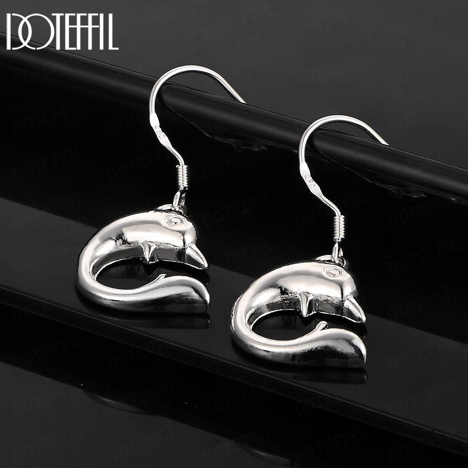 925 Sterling Silber Delfin Anhänger Ohrstecker Mode Hochzeits Schmuck