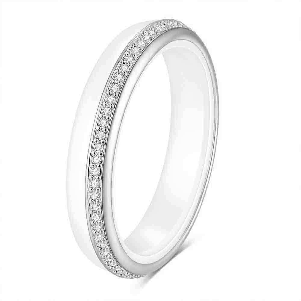 Inel Ceramic Negru Alb 4MM Minimalist Fashion Femei Cuplu Micro Incrustat Zircon Inele Asortate