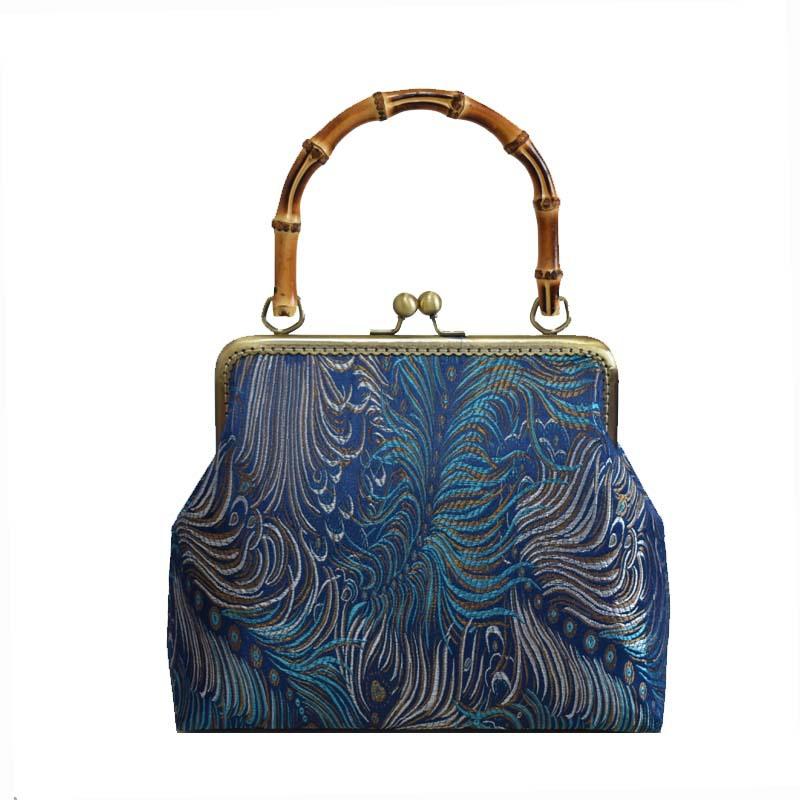 Handmade gold bag bamboo handle brocade cheongsam mouth gold bag handbag