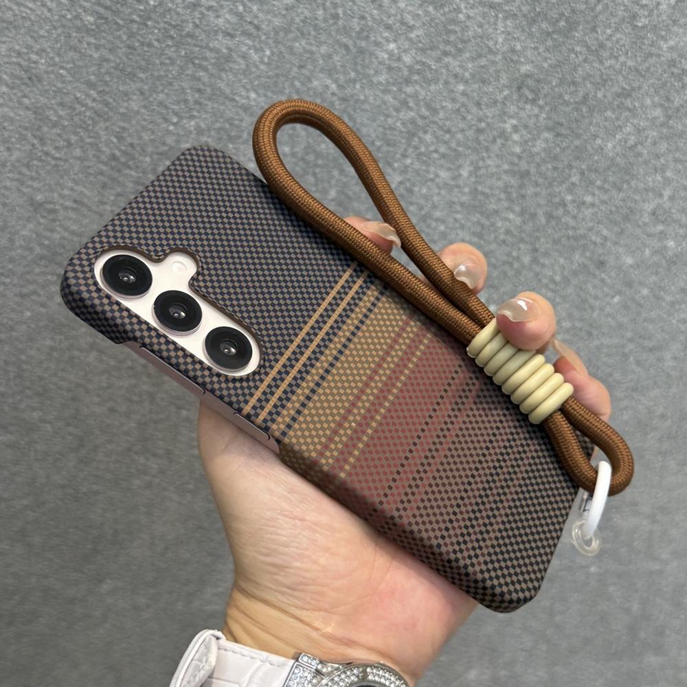 Business Sle Carbon Fiber Pattern For Magsafe Charge Case For Samsung S26 Ultra S25 S24 S23 Plus Slim Drop-Proof & Lanyard Cover