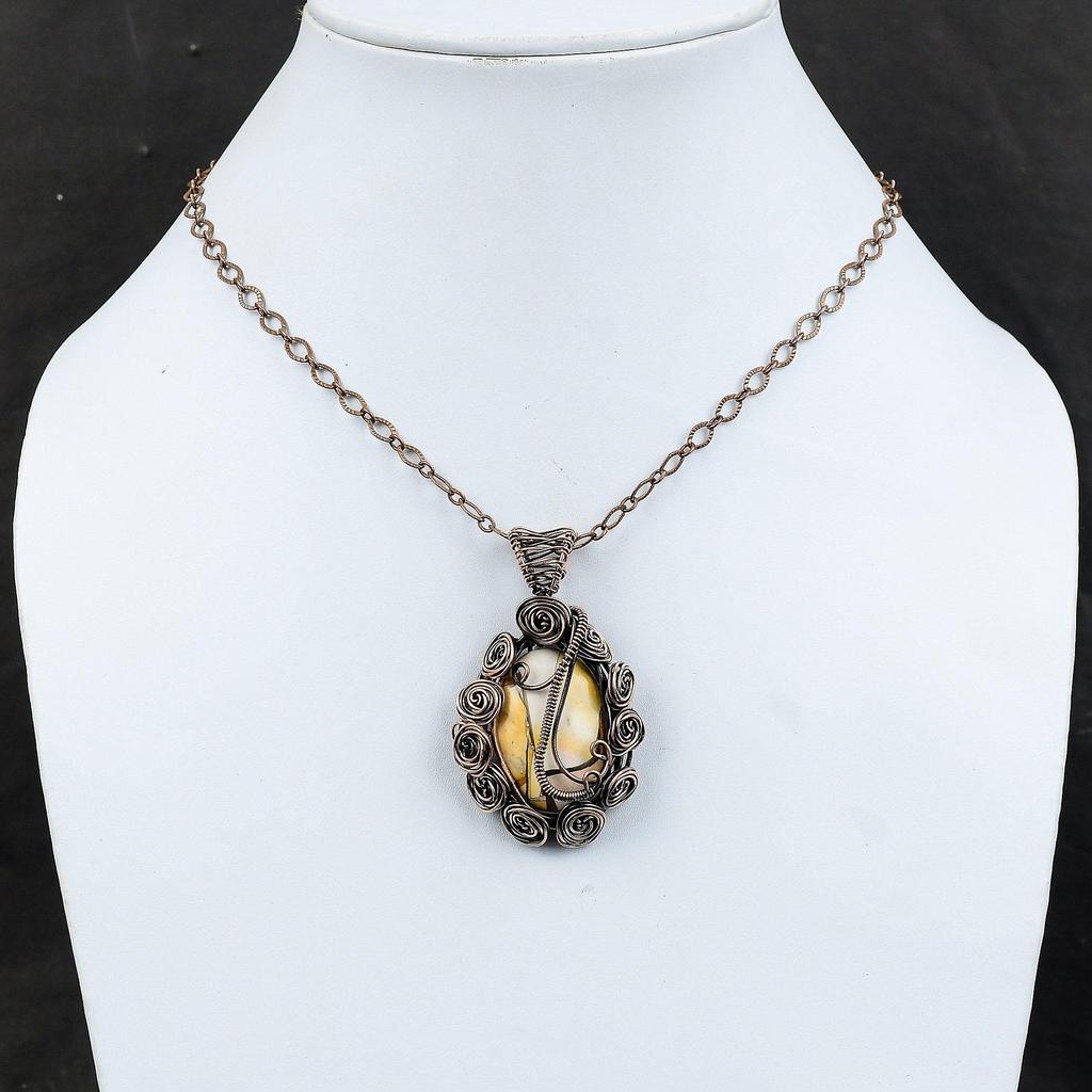 Brecciated Mookaite Pendant Copper Wire Wrapped Jewelry Handmade Wire Wrapped Pendant Gemstone Jewelry Gift For Mom Beautiful Copper Pendant