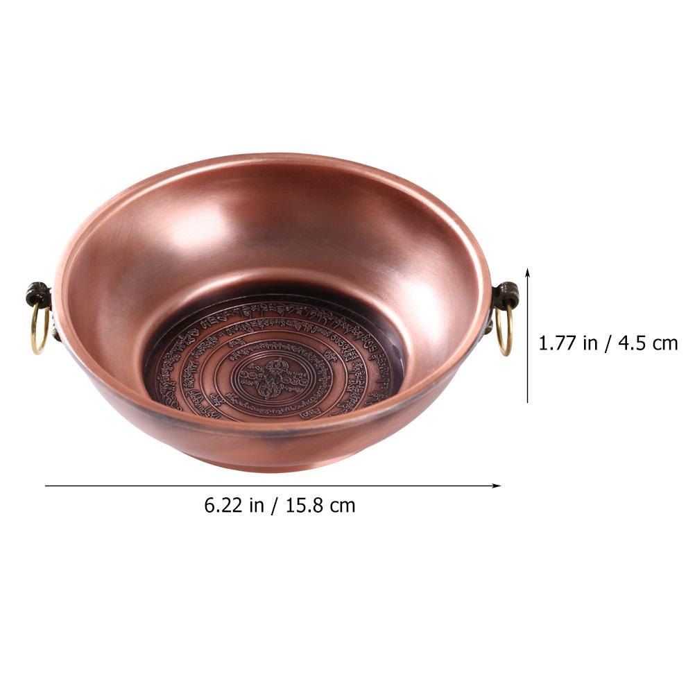 Copper Offering Plate Exquisite Design Retro Home Decoration Incense Ash Container Multi-Use Tribute Offering Burner
